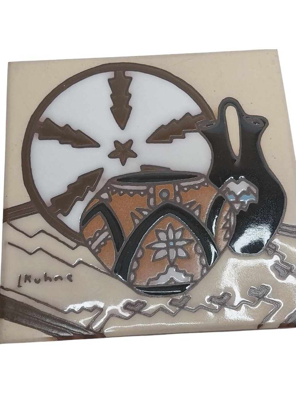 Leone Kuhne Earthtones Wedding Basket Southwestern Native American Tile Trivet